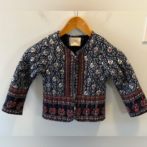 Zara Girls Quilted Floral Snap Button Jacket Size 6 Bohemian Cottagecore